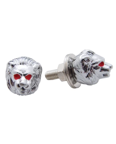 (2/CARD) CHROME LION HEAD LICENSE PLATE FASTENER (2/CARD) CHROME LION HEAD LICENSE PLATE FASTENER