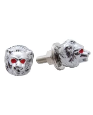 (2/CARD) CHROME LION HEAD LICENSE PLATE FASTENER (2/CARD) CHROME LION HEAD LICENSE PLATE FASTENER