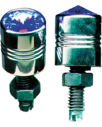 (2/CARD) CHROME LICENSE PLATE FASTENER W/ DIAMOND - BLUE (2/CARD) CHROME LICENSE PLATE FASTENER W/ DIAMOND - BLUE