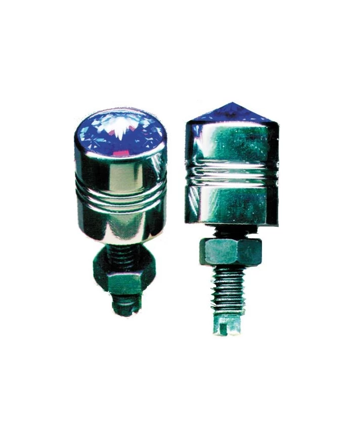 (2/CARD) CHROME LICENSE PLATE FASTENER W/ DIAMOND - BLUE