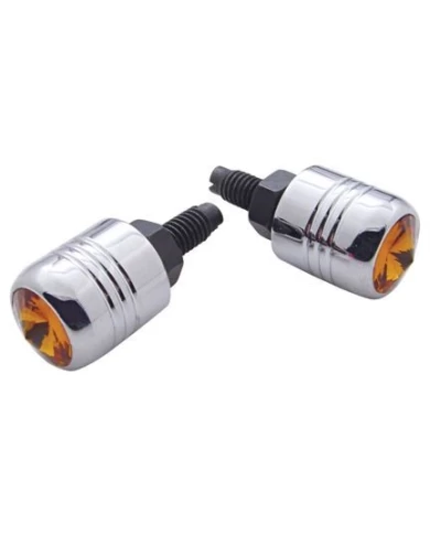 (2/CARD) CHROME LICENSE PLATE FASTENER W/ DIAMOND - AMBER (2/CARD) CHROME LICENSE PLATE FASTENER W/ DIAMOND - AMBER