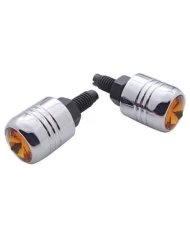 (2/CARD) CHROME LICENSE PLATE FASTENER W/ DIAMOND - AMBER