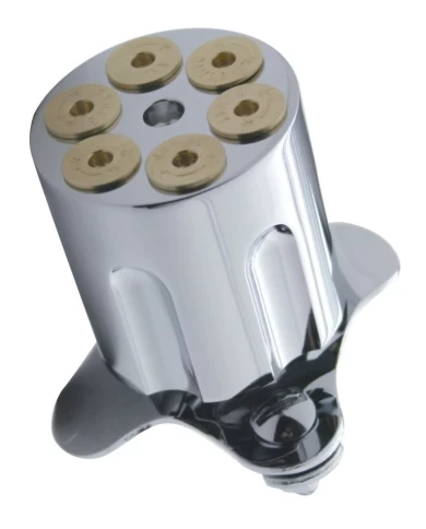 (CARD) CHROME ALUMINUM HEAVY DUTY GUN CYLINDER STEERING WHEEL SPINNER (CARD) CHROME ALUMINUM HEAVY DUTY GUN CYLINDER STEERING WHEEL SPINNER