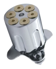 (CARD) CHROME ALUMINUM HEAVY DUTY GUN CYLINDER STEERING WHEEL SPINNER (CARD) CHROME ALUMINUM HEAVY DUTY GUN CYLINDER STEERING WHEEL SPINNER