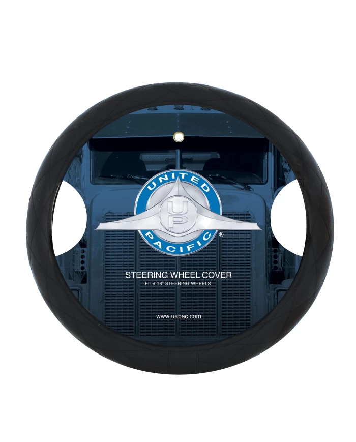 (CARD) 18" BLACK DIAMOND STITCHED LEATHER STEERING WHEEL COVER - BLACK DIAMOND STITCHING (CARD) 18" BLACK DIAMOND STITCHED LEATHER STEERING WHEEL COVER - BLACK DIAMOND STITCHING