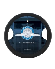 (CARD) 18" BLACK DIAMOND STITCHED LEATHER STEERING WHEEL COVER - BLACK DIAMOND STITCHING (CARD) 18" BLACK DIAMOND STITCHED LEATHER STEERING WHEEL COVER - BLACK DIAMOND STITCHING