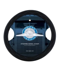 (CARD) 18" BLACK DIAMOND STITCHED LEATHER STEERING WHEEL COVER - BLUE DIAMOND STITCHING (CARD) 18" BLACK DIAMOND STITCHED LEATHER STEERING WHEEL COVER - BLUE DIAMOND STITCHING