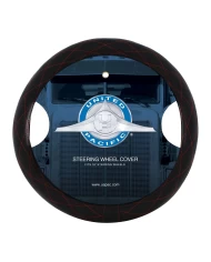 (CARD) 18" BLACK DIAMOND STITCHED LEATHER STEERING WHEEL COVER - RED DIAMOND STITCHING (CARD) 18" BLACK DIAMOND STITCHED LEATHER STEERING WHEEL COVER - RED DIAMOND STITCHING