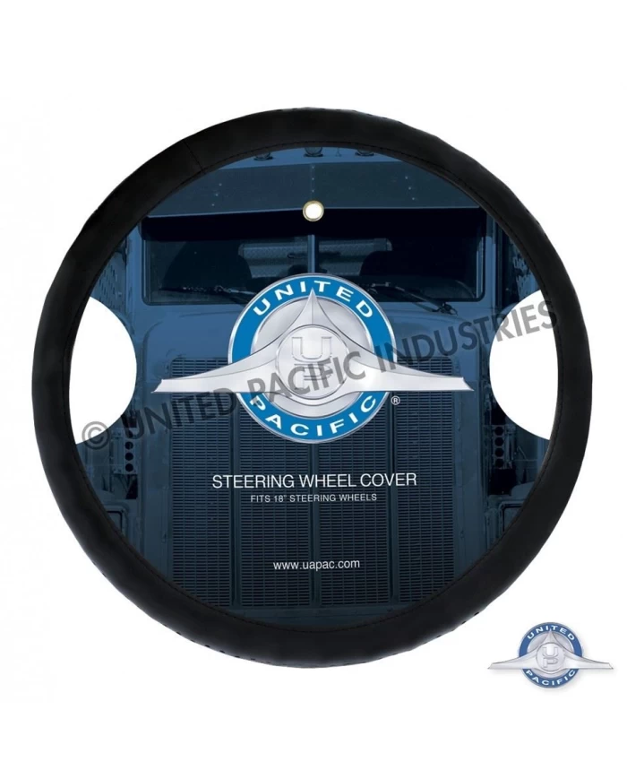 (CARD) 18" LEATHER STEERING WHEEL COVER WITH BLUE PERFORATED (CARD) 18" LEATHER STEERING WHEEL COVER WITH BLUE PERFORATED
