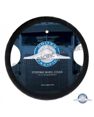 (CARD) 18" LEATHER STEERING WHEEL COVER WITH BLUE PERFORATED (CARD) 18" LEATHER STEERING WHEEL COVER WITH BLUE PERFORATED