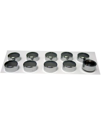(10/CARD) CHROME PLASTIC 20 TORQUE SCREW HEAD COVER (10/CARD) CHROME PLASTIC 20 TORQUE SCREW HEAD COVER