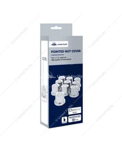 UP10090P-15/16" X 1-1/2" Chrome Plastic Pointed Nut Covers - Push-On (10-Pack)