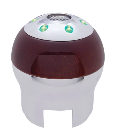 *CLOSEOUT* (CARD) CHROME ALUMINUM 9/10 SPEED "D" SHAPE 6 LED GEARSHIFT KNOB W/ WOOD ACCENT - GREEN *CLOSEOUT* (CARD) CHROME ALUMINUM 9/10 SPEED "D" SHAPE 6 LED GEARSHIFT KNOB W/ WOOD ACCENT - GREEN