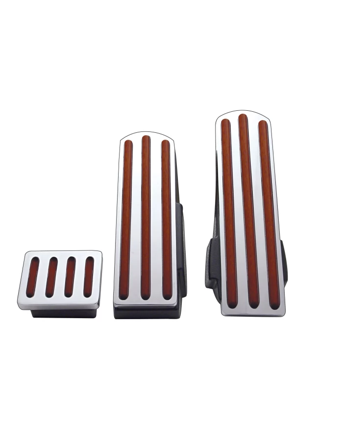 (3/BOX) CHROME ALUMINUM KENWORTH PEDAL SET W/ WOOD INSERT (3/BOX) CHROME ALUMINUM KENWORTH PEDAL SET W/ WOOD INSERT