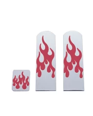 (3/BOX) CHROME ALUMINUM PETERBILT PEDAL SET W/ RUBBER FLAME INSERT - RED (3/BOX) CHROME ALUMINUM PETERBILT PEDAL SET W/ RUBBER FLAME INSERT - RED