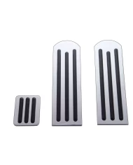 (3/BOX) CHROME ALUMINUM PETERBILT PEDAL SET W/ RUBBER INSERT - BLACK (3/BOX) CHROME ALUMINUM PETERBILT PEDAL SET W/ RUBBER INSERT - BLACK