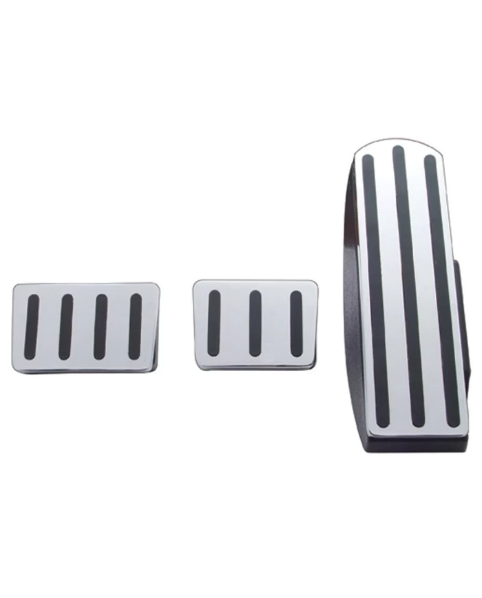 (3/BOX) CHROME ALUMINUM FREIGHTLINER PEDAL SET W/ RUBBER INSERT - BLACK (3/BOX) CHROME ALUMINUM FREIGHTLINER PEDAL SET W/ RUBBER INSERT - BLACK