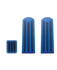 (3/BOX) ANODIZED BLUE ALUMINUM PETERBILT PEDAL SET W/ RUBBER INSERT - BLACK (3/BOX) ANODIZED BLUE ALUMINUM PETERBILT PEDAL SET W/ RUBBER INSERT - BLACK