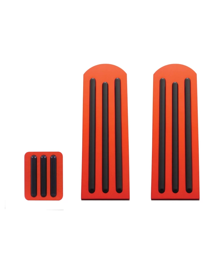 (3/BOX) ANODIZED RED ALUMINUM PETERBILT PEDAL SET W/ RUBBER INSERT - BLACK (3/BOX) ANODIZED RED ALUMINUM PETERBILT PEDAL SET W/ RUBBER INSERT - BLACK