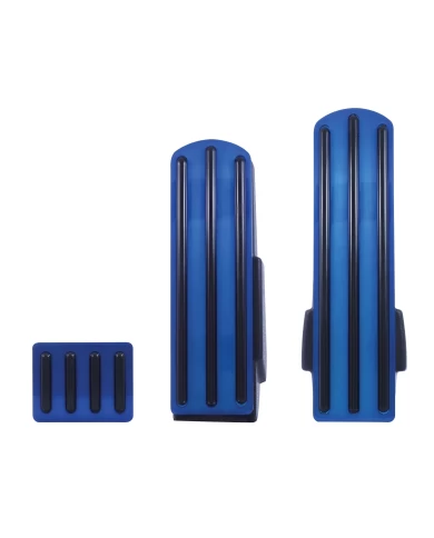 (3/BOX) ANODIZED BLUE ALUMINUM KENWORTH PEDAL SET W/ RUBBER INSERT - BLACK (3/BOX) ANODIZED BLUE ALUMINUM KENWORTH PEDAL SET W/ RUBBER INSERT - BLACK