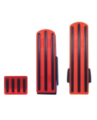(3/BOX) ANODIZED RED ALUMINUM KENWORTH PEDAL SET W/ RUBBER INSERT - BLACK (3/BOX) ANODIZED RED ALUMINUM KENWORTH PEDAL SET W/ RUBBER INSERT - BLACK