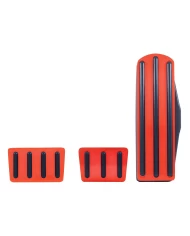 (3/BOX) ANODIZED RED ALUMINUM FREIGHTLINER PEDAL SET W/ RUBBER INSERT - BLACK (3/BOX) ANODIZED RED ALUMINUM FREIGHTLINER PEDAL SET W/ RUBBER INSERT - BLACK
