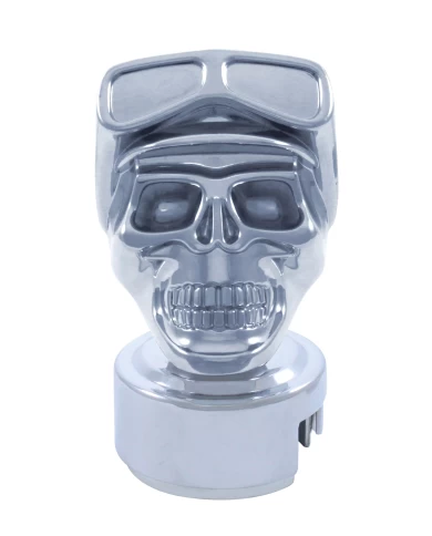 (BOX) CHROME SKULL BIKER 13/15/18 SPEED SHIFT KNOB WITH MOUNTING ADAPTOR