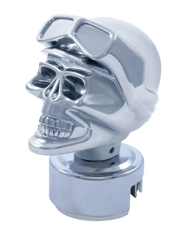 (BOX) CHROME SKULL BIKER 13/15/18 SPEED SHIFT KNOB WITH MOUNTING ADAPTOR