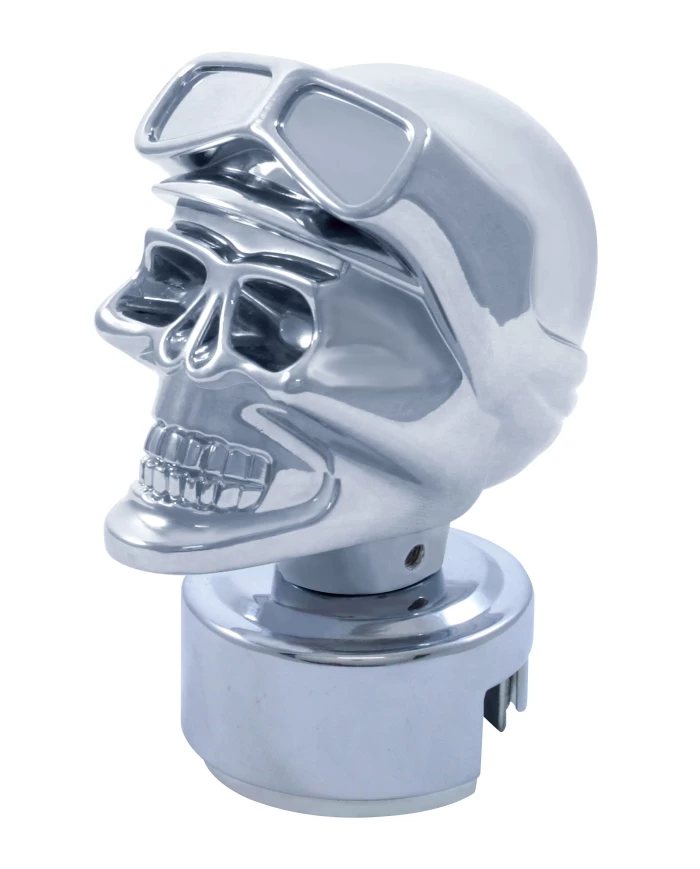 (BOX) CHROME SKULL BIKER 13/15/18 SPEED SHIFT KNOB WITH MOUNTING ADAPTOR
