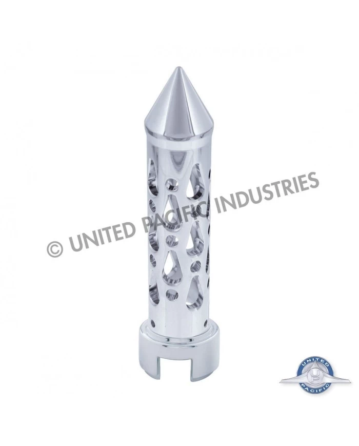 (BOX) CHROME "BROOKLYN" SPIKE GEARSHIFT KNOB WITH MOUNTING ADAPTOR - VERTICAL