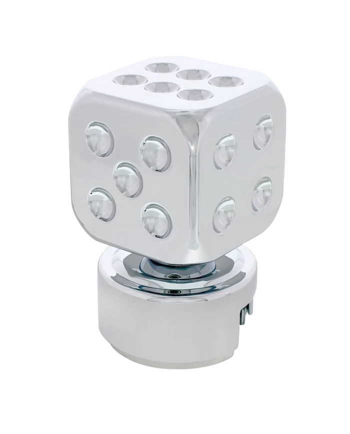 (BOX) CHROME DICE 13/15/18 SPEED SHIFT KNOB WITH MOUNTING ADAPTOR