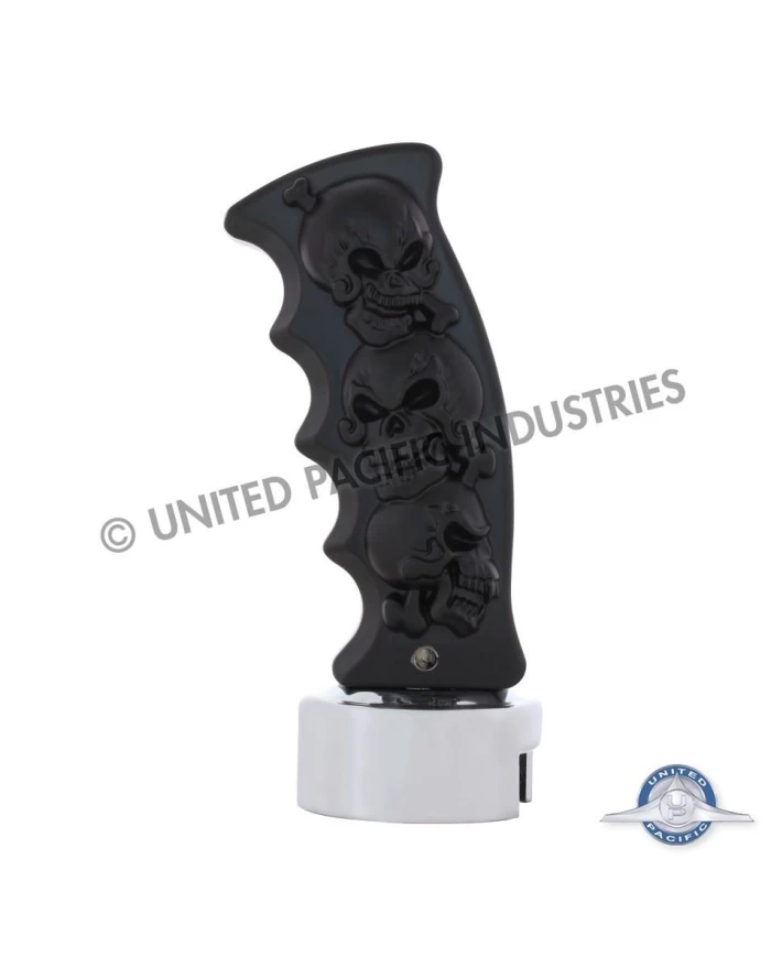 (BOX) BLACK SKULLS PISTOL GRIP 13/15/18 SPEED SHIFT KNOB (BOX) BLACK SKULLS PISTOL GRIP 13/15/18 SPEED SHIFT KNOB