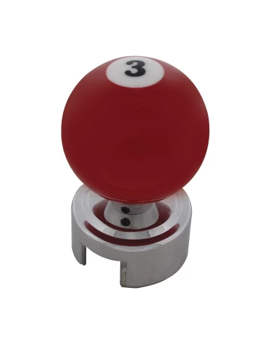 (CARD) RED "3" POOL BALL SHIFT KNOB FOR 13/15/18 SPEED SHIFTERS