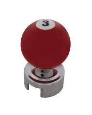 (CARD) RED "3" POOL BALL SHIFT KNOB FOR 13/15/18 SPEED SHIFTERS