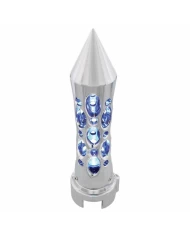 (CARD) CHROME "DAYTONA" 13/15/18 SPEED SHIFT KNOB W/HIGH POWER LED - BLUE
