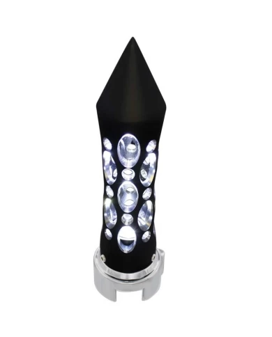 (CARD) BLACK "DAYTONA" 13/15/18 SPEED SHIFT KNOB W/HIGH POWER LED - WHITE