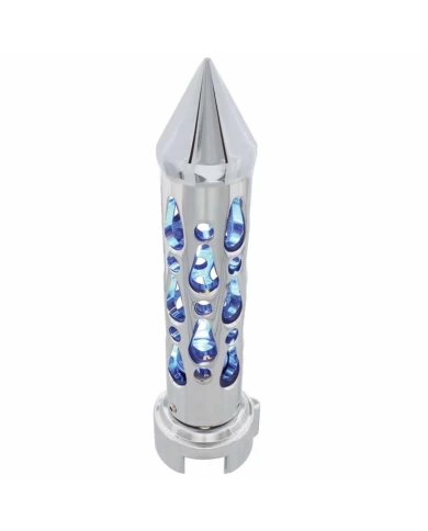 (CARD) CHROME "BROOKLYN" 13/15/18 SPEED SHIFT KNOB W/HIGH POWER LED - BLUE