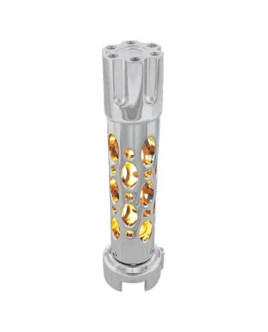 (CARD) CHROME "AUSTIN" 13/15/18 SPEED SHIFT KNOB W/HIGH POWER LED - AMBER