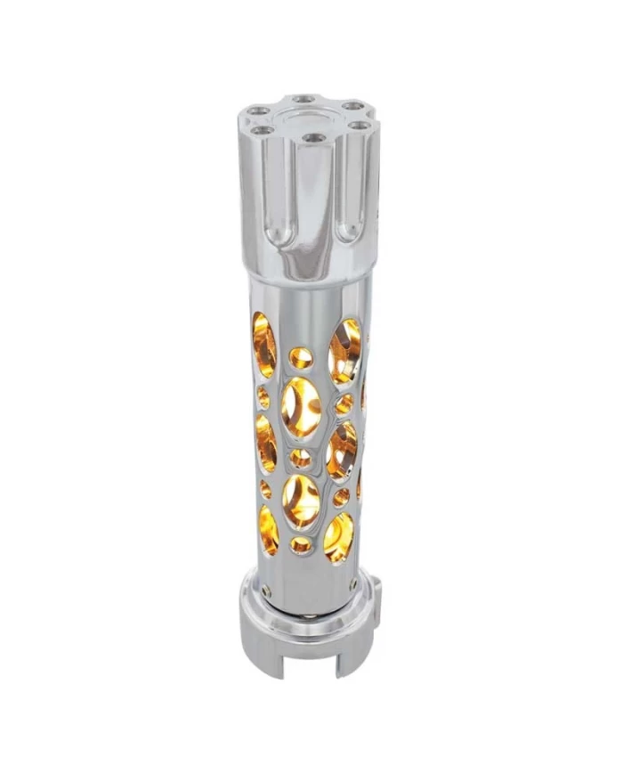 (CARD) CHROME "AUSTIN" 13/15/18 SPEED SHIFT KNOB W/HIGH POWER LED - AMBER