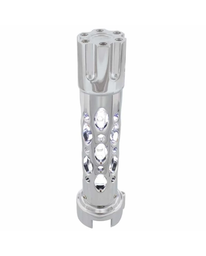 (CARD) CHROME "AUSTIN" 13/15/18 SPEED SHIFT KNOB W/HIGH POWER LED - WHITE