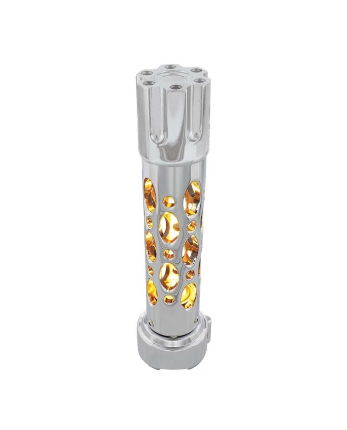 (CARD) CHROME "AUSTIN" 9 SPEED SHIFT KNOB W/HIGH POWER LED - AMBER