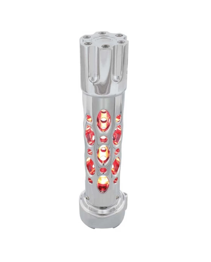 (CARD) CHROME "AUSTIN" 9 SPEED SHIFT KNOB W/HIGH POWER LED - RED