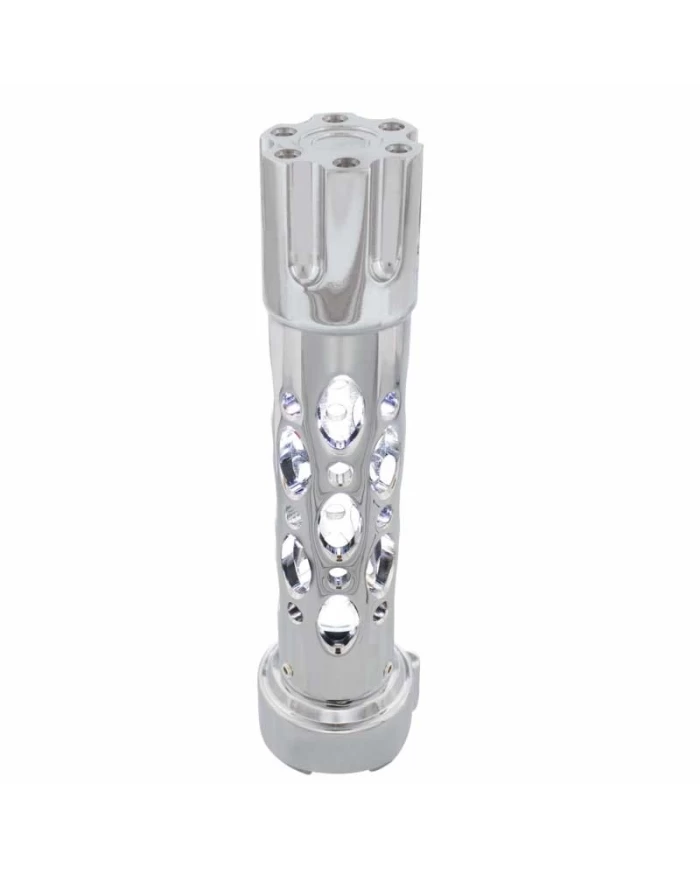 (CARD) CHROME "AUSTIN" 9 SPEED SHIFT KNOB W/HIGH POWER LED - WHITE