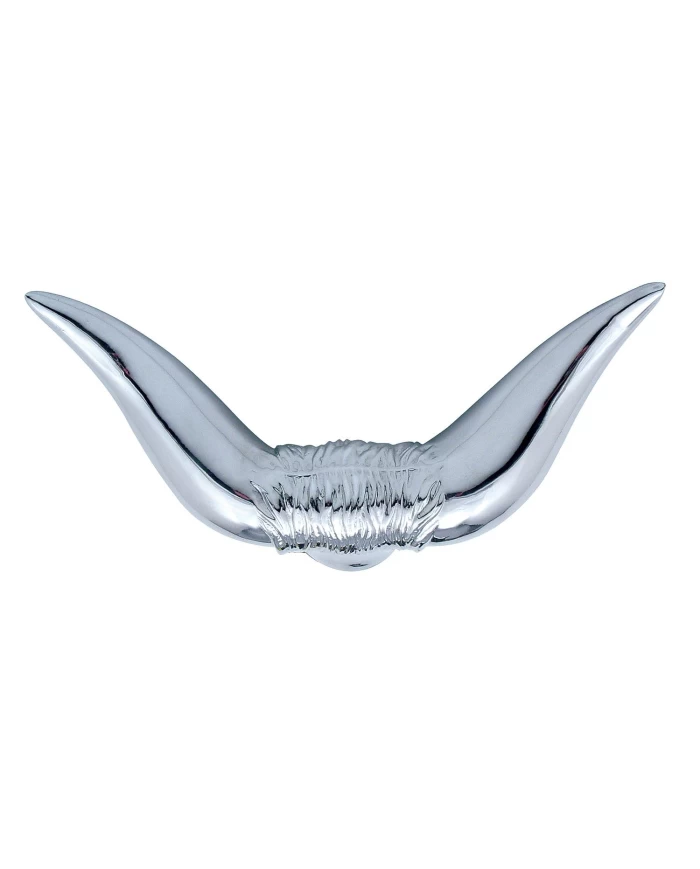 (BOX) CHROME HOOD ORNAMENT - BULL HORN
