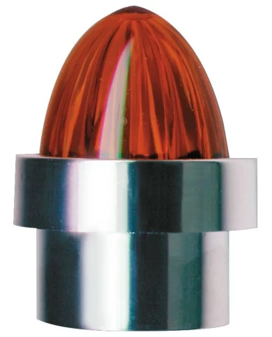 (2/CARD) CHROME TOP BASE W/ PLASTIC WATERMELON LENS - AMBER (2/CARD) CHROME TOP BASE W/ PLASTIC WATERMELON LENS - AMBER