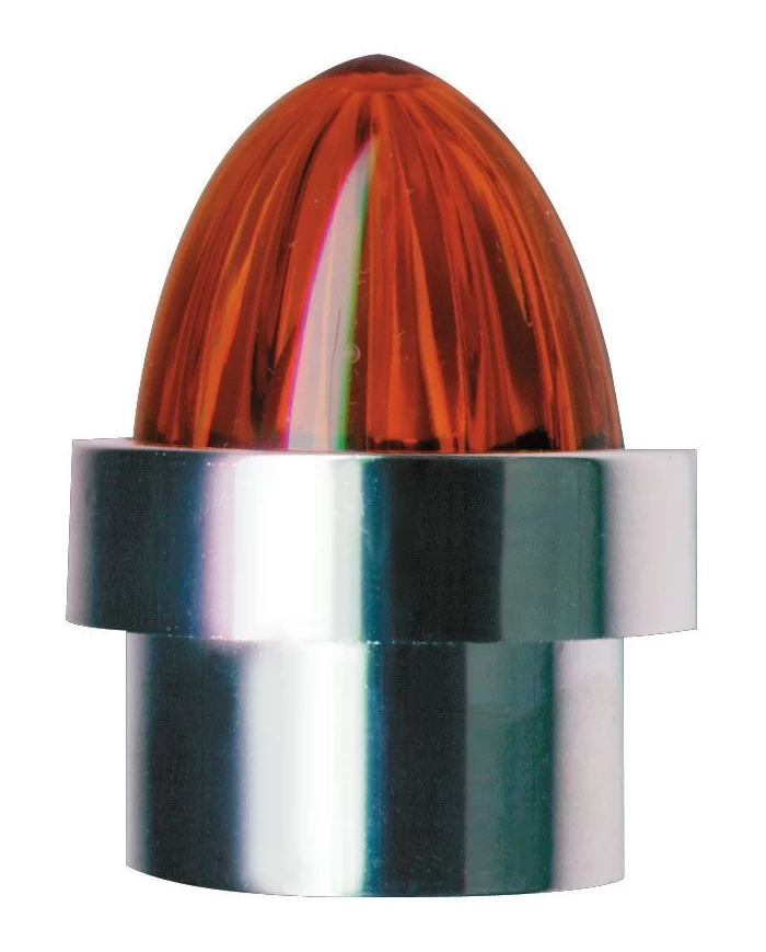 (2/CARD) CHROME TOP BASE W/ PLASTIC WATERMELON LENS - AMBER