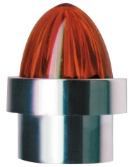 (2/CARD) CHROME TOP BASE W/ PLASTIC WATERMELON LENS - AMBER (2/CARD) CHROME TOP BASE W/ PLASTIC WATERMELON LENS - AMBER