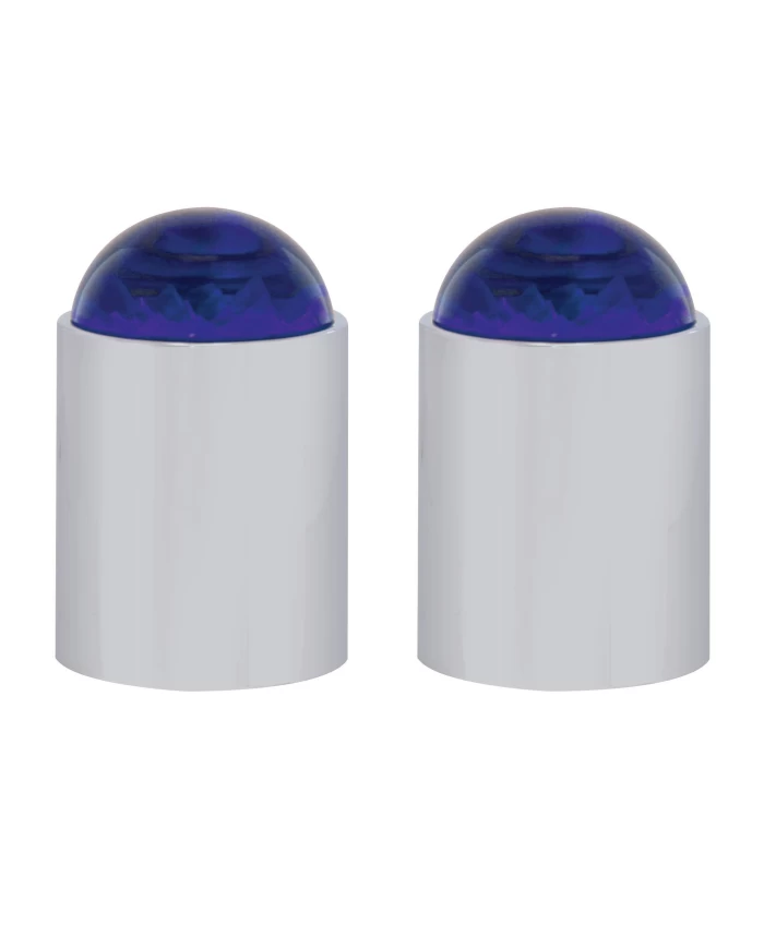 (2/CARD) CHROME TOP BASE W/ DOME LENS - BLUE (2/CARD) CHROME TOP BASE W/ DOME LENS - BLUE