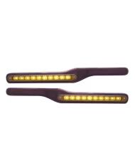 (2/BOX) WOOD PETERBILT ARMREST W/ 10 AMBER LED 9" LIGHT - AMBER LENS