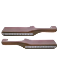 (2/BOX) WOOD PETERBILT ARMREST W/ 10 AMBER LED 9" LIGHT - CLEAR LENS